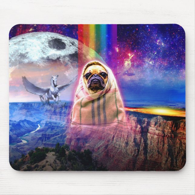Space pug, I come in peace dog Mouse Mat (Front)