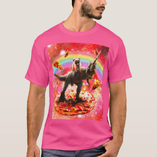 Space Pug Riding Dinosaur Unicorn - Pizza Taco T-Shirt