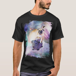 Space Pug Riding Guinea Pig Premium  T-Shirt