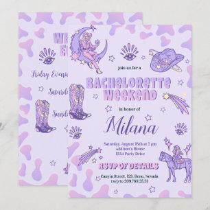 Space Purple Cowgirl Bachelorette Invitation