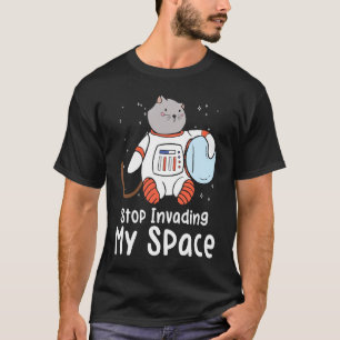 Space Purring Cat Astronaut Cat Spaceship T-Shirt