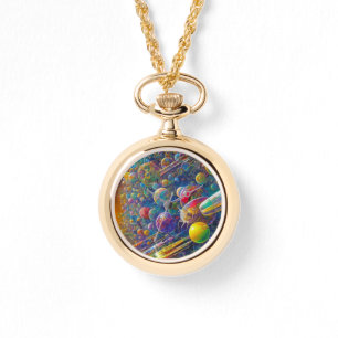 Space Race gold necklace watch