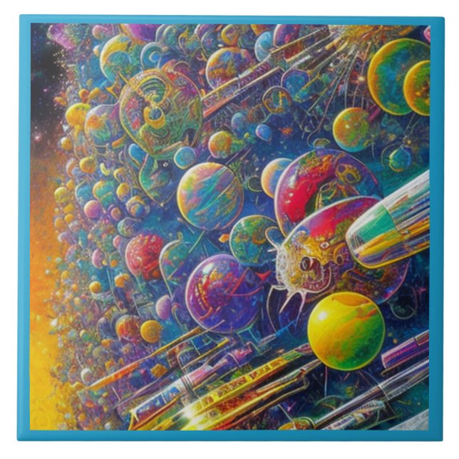 Space Race large ceramic tile (Front)