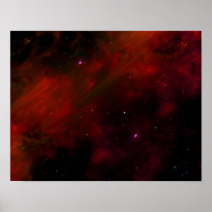 SPACE RED GALAXY STARS FUTURISTIC RED BLACK BACKGR POSTER