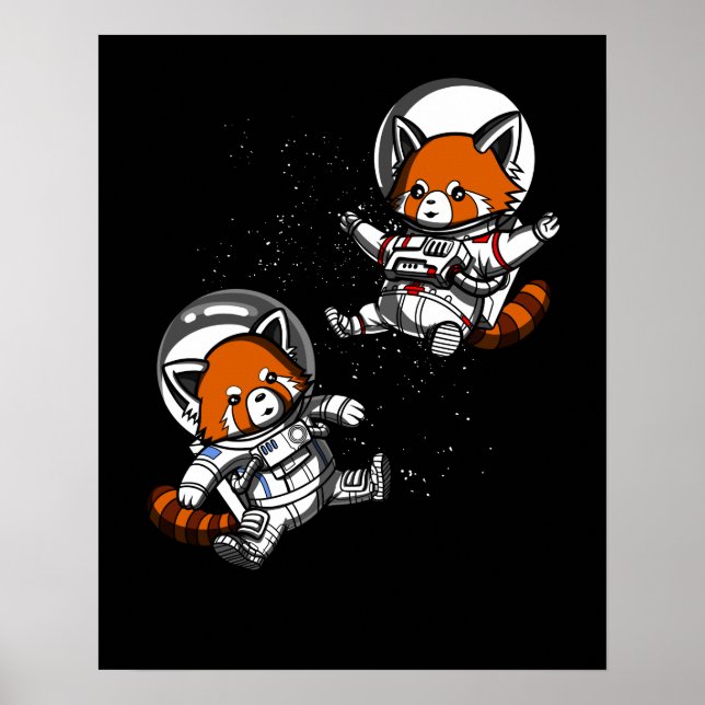 Space Red Panda Bear Astronauts Galaxy Animals Poster (Front)