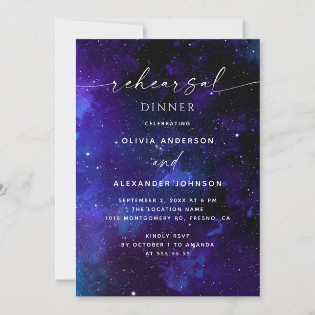 Space Rehearsal Dinner | Galaxy Celestial Wedding Invitation (Front)