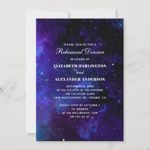Space rehearsal dinner. Night stars. Modern navy Invitation