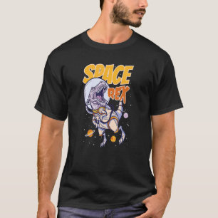 Space Rex Wearing Space Helmet With Planets T-Shirt