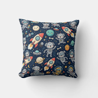 Space Robot Dog Pattern Throw Pillow