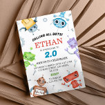 Space Robots Birthday Invitation<br><div class="desc">Our robot birthday invitation is the perfect way to invite friends and family to your party. The design features a space theme, with plenty of space for all the important details such as the date, time, and location of the party. Perfect for any age, gender and theme of the party,...</div>