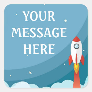 Space Rocket background - Customise your own Square Sticker