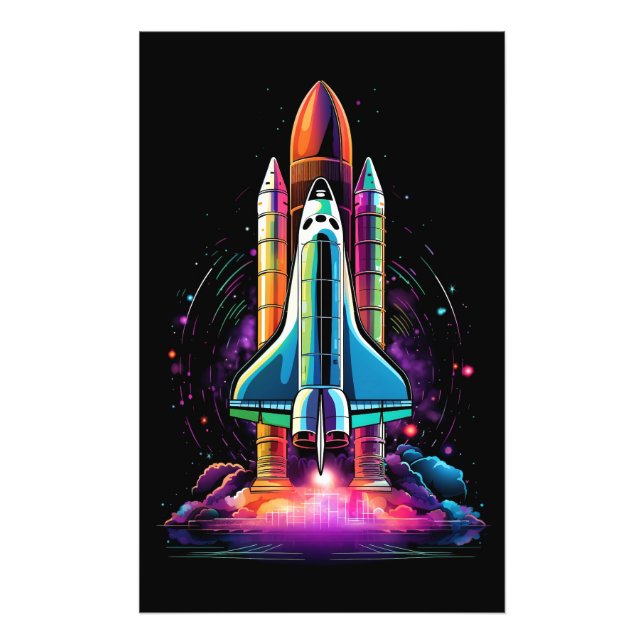 Space rocket background photo print (Front)