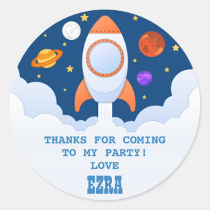 Space Rocket Birthday Party Stickers