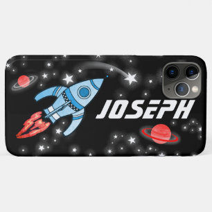 Space rocket black boys name iPhone 11 pro max case