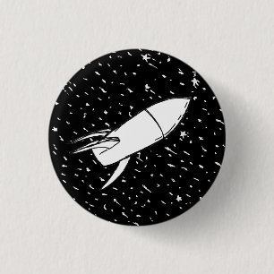 Space Rocket in field of stars retro vintage 3 Cm Round Badge