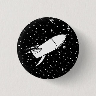 Space Rocket in field of stars retro vintage  3 Cm Round Badge