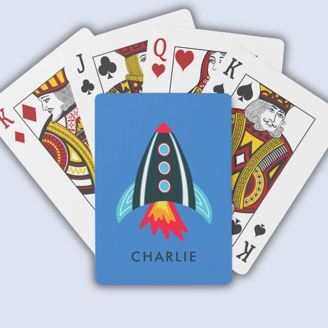Space Rocket kids Playing Cards (Space rocket personalized playing cards)
