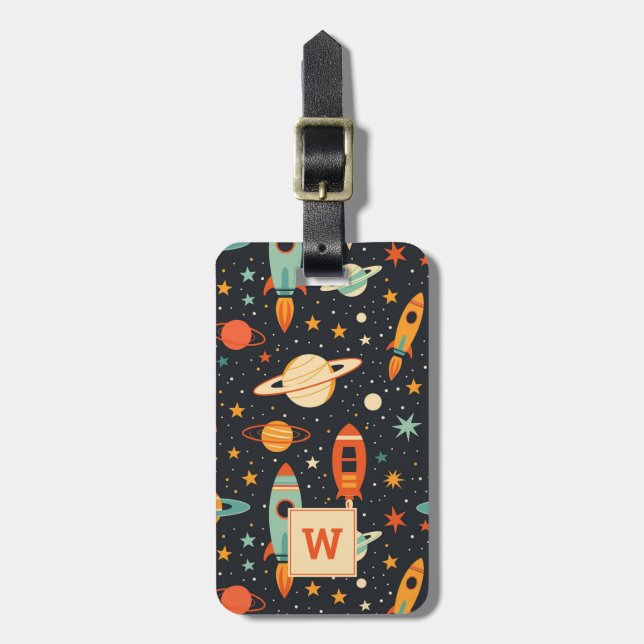 Space Rocket Luggage Tag (Front Vertical)