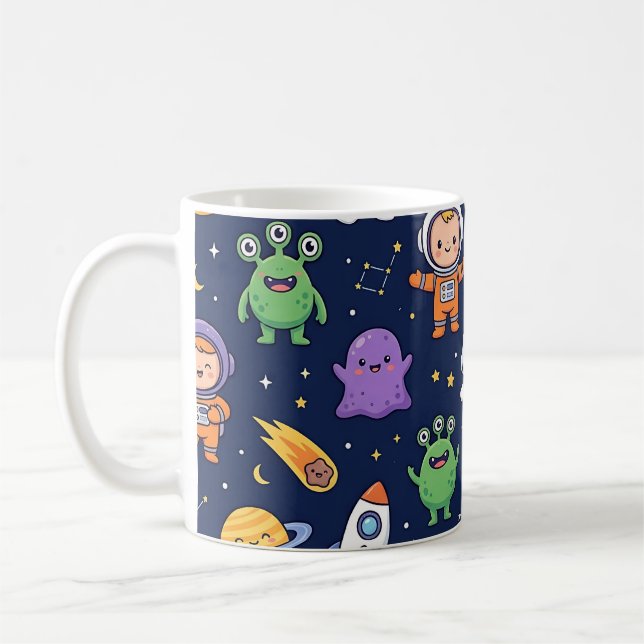 Space Rocket Mug – Cute Astronaut Pattern (Left)