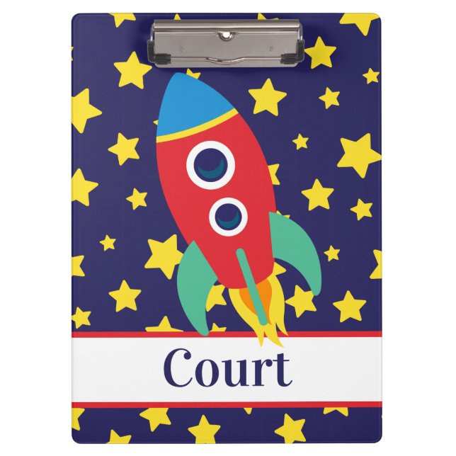 Space Rocket Personalised Clipboard (Front)