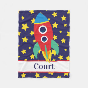 Space Rocket Personalised Fleece Blanket