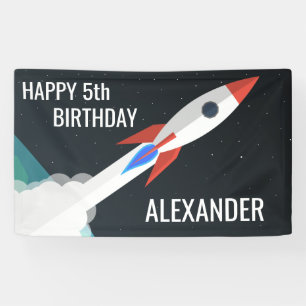 Space Rocket Personalised Kids Birthday Party Banner