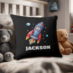 Space Rocket Personalised Kids Cushion