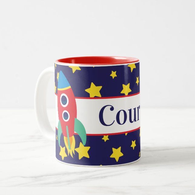 Space Rocket Personalised Mug (Front Left)