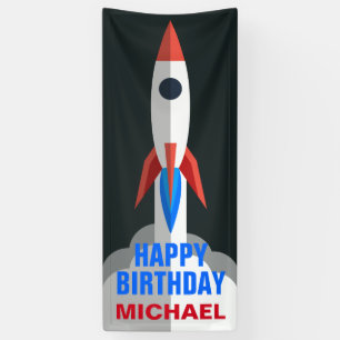 Space Rocket Personalised Name Birthday Party Banner