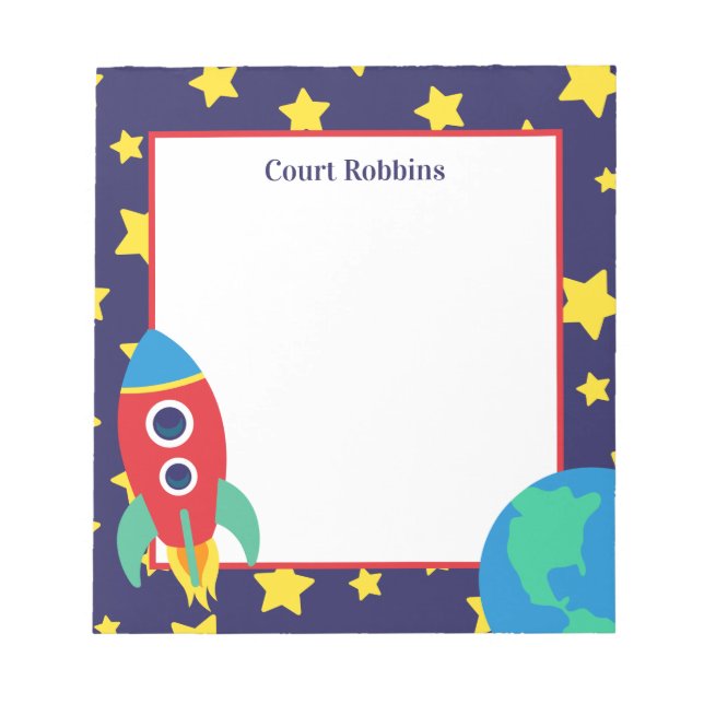 Space Rocket Personalised Notepad (Front)