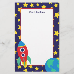Space Rocket Personalised Stationery