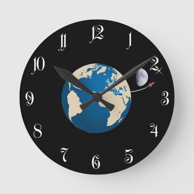 Space rocket round clock (Front)