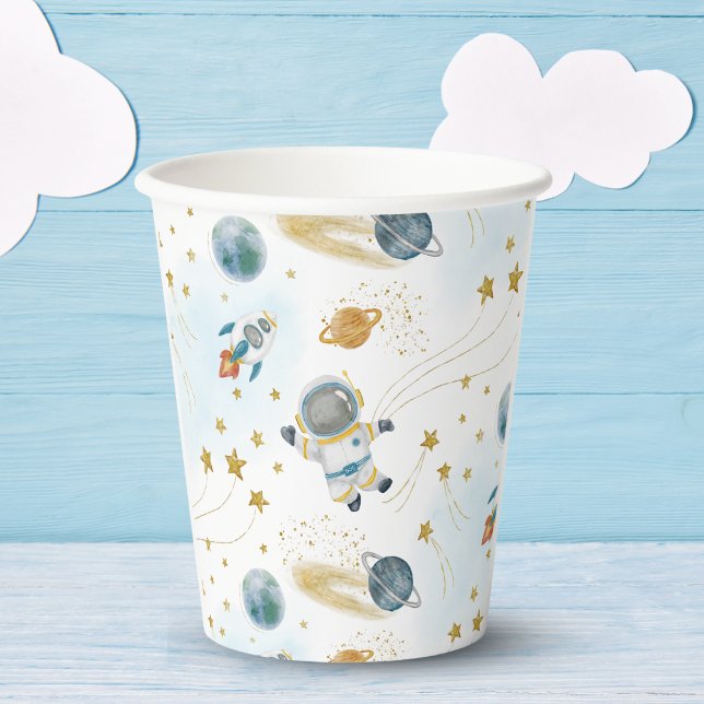 Space Rocket Ship Astronaut Stars Pattern Paper Cups (Creator Uploaded)