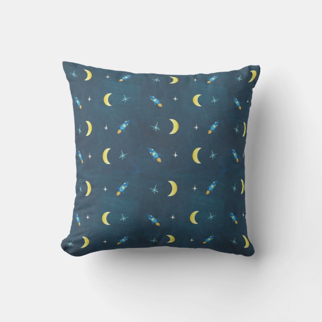 Space Rocket Ship Pattern Nursery Cushion (Front)
