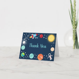Space Rocket Ship Planets Birthday Thank You Card