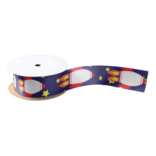 Space Rocket Star Ship Outer Space Ribbon Satin Ribbon