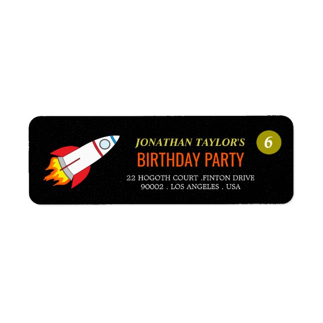 Space Rocket to the Moon Children's Birthday (Front)