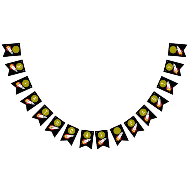 Space Rocket to the Moon Children's Birthday Bunting (All)