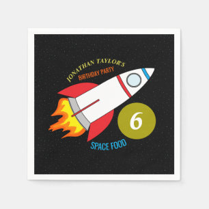 Space Rocket to the Moon Children's Birthday Napkin