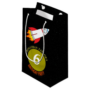 Space Rocket to the Moon Children's Birthday Small Gift Bag