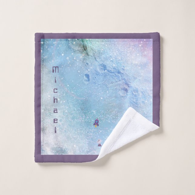 Space Rocket to the Moon with Satellite Custom    Wash Cloth (Wash Cloth)