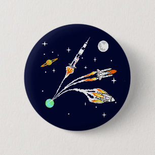 Space Rockets 6 Cm Round Badge