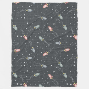 Space rockets  fleece blanket