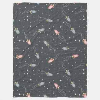 Space rockets  fleece blanket
