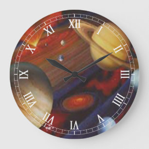 Space Round Roman Numerals Clock