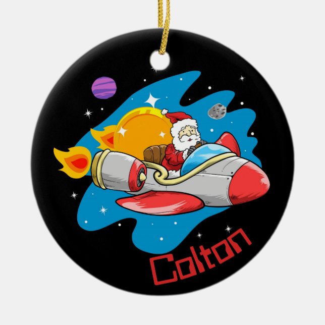 Space Santa  Ceramic Ornament (Front)