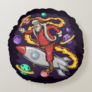 Space Santa  Round Pillow