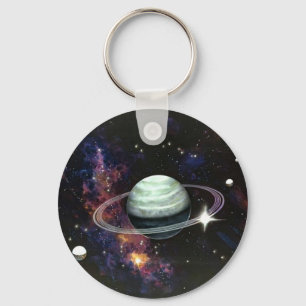 Space, Saturn Rings & Moons Key Ring
