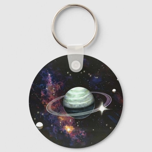 Space, Saturn Rings & Moons Key Ring (Front)