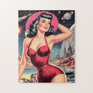 Space Sci-fi Pin-up Jigsaw Puzzle